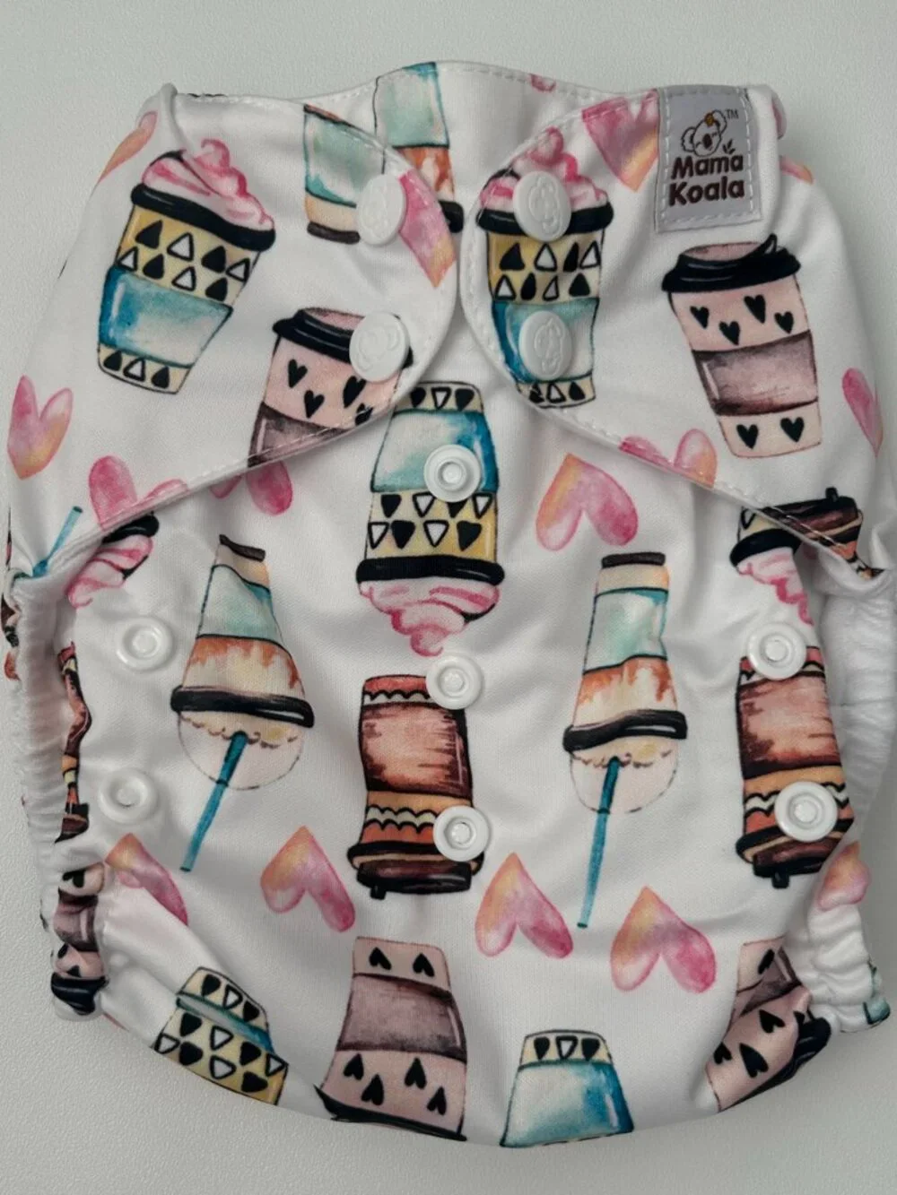 Mama Koala Coffee Lovers Print Pocket Cloth Diaper OS No Insert NEW